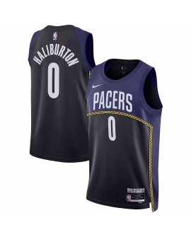 Herren Nike Blue 2022/23 Swingman Indiana Pacers Tyris Halliburton No. 0 Jersey mit City Edition