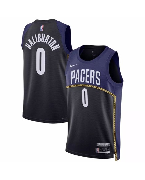 Herren Nike Blue 2022/23 Swingman Indiana Pacers Tyris Halliburton No. 0 Jersey mit City Edition