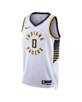 Herren Nike Weiß 2022/23 Indiana Pacer Tyrese Haliburton Swingman Weiß Sweatshirt mit Assoziation Edition