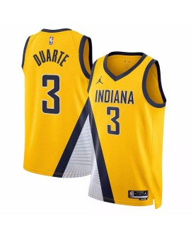 Herren Indiana Pacers Chris Duarte No. 3 Jordan Brand Yellow 2022/23 Swingman Jersey mit Disclaimer Edition