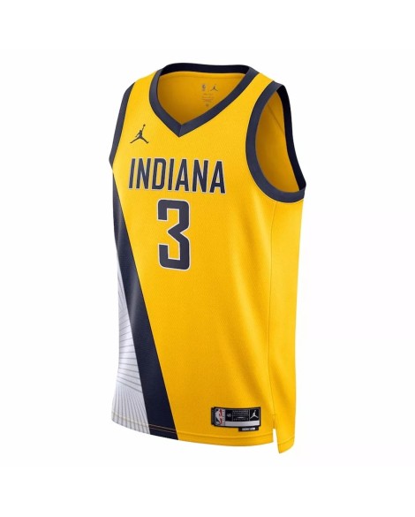 Herren Indiana Pacers Chris Duarte No. 3 Jordan Brand Yellow 2022/23 Swingman Jersey mit Disclaimer Edition
