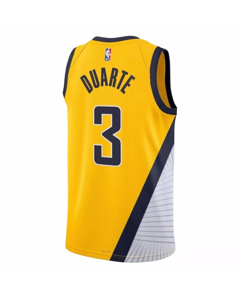 Herren Indiana Pacers Chris Duarte No. 3 Jordan Brand Yellow 2022/23 Swingman Jersey mit Disclaimer Edition