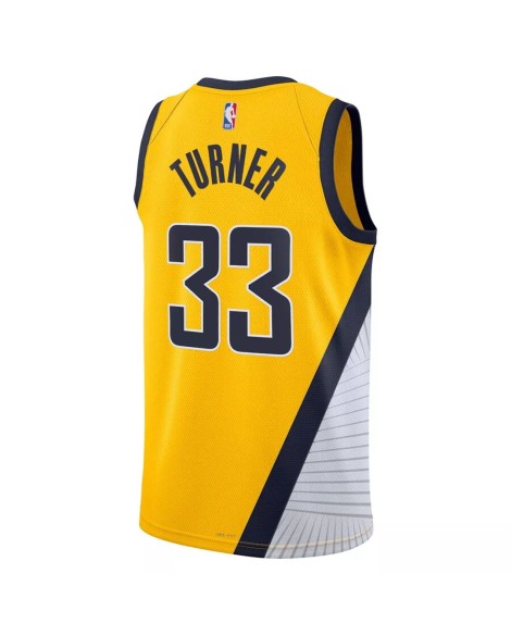 Herren Indiana Pacers Myles Turner 2022/23 Jordan Brand Gelb Swingman Shirt mit Disclaimer Edition