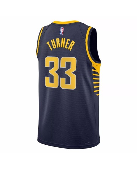 Nike Herren Dunkelblau 2022/23 Indiana Pacers Myers Turner No. 33 Swingman Shirt mit Icon Edition