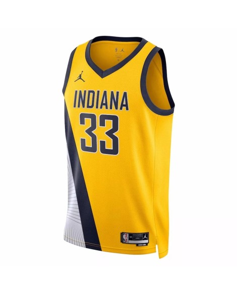 Herren Indiana Pacers Myles Turner 2022/23 Jordan Brand Gelb Swingman Shirt mit Disclaimer Edition