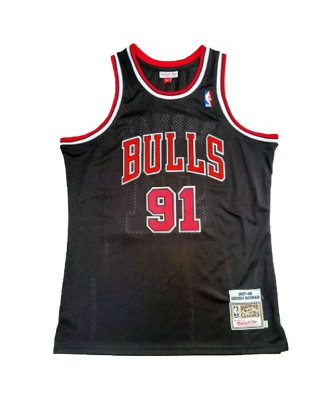 Herren NBA Swingman Chicago Bulls Rodman #91 Mitchell & Ness Trikot Schwarz 1997/98