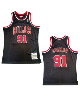 Herren NBA Swingman Chicago Bulls Rodman #91 Mitchell & Ness Trikot Schwarz 1997/98