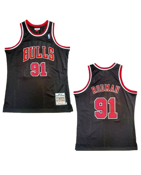 Herren NBA Swingman Chicago Bulls Rodman #91 Mitchell & Ness Trikot Schwarz 1997/98