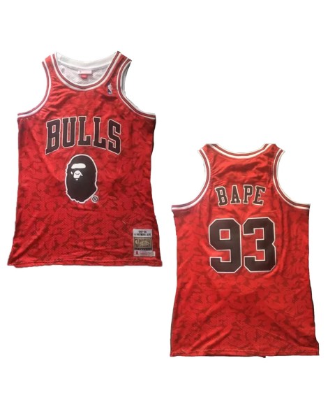 Rotes Swingman-Basketball-Trikot ABC BAPE x Mitchell & Ness Bulls