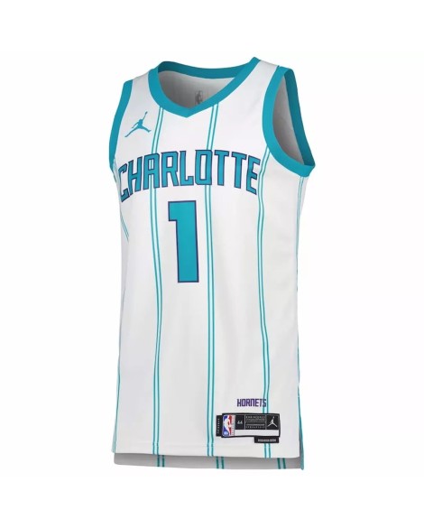 Charlotte Hornets Ball #1 Weißes 22/23 Herren-Swingman-Trikot – Association Edition
