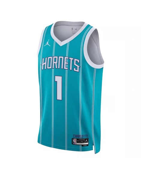 Herren 22/23 Charlotte Hornets LaMelo Ball #1 Grünes Swingman-Trikot – Icon Edition