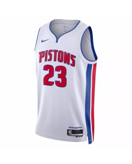 Herren Nike White 2022/23 Detroit Pistons Jaden Ivey No. 23 Swingman Trikot mit Association Edition