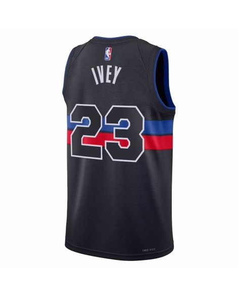 Detroit Pistons Jaden Ivey No. 23 Jordan Brand 2022/23 Herren Swingman Schwarzes Shirt mit Disclaimer Edition