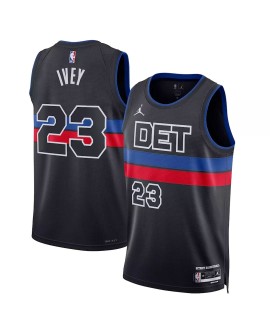Detroit Pistons Jaden Ivey No. 23 Jordan Brand 2022/23 Herren Swingman Schwarzes Shirt mit Disclaimer Edition