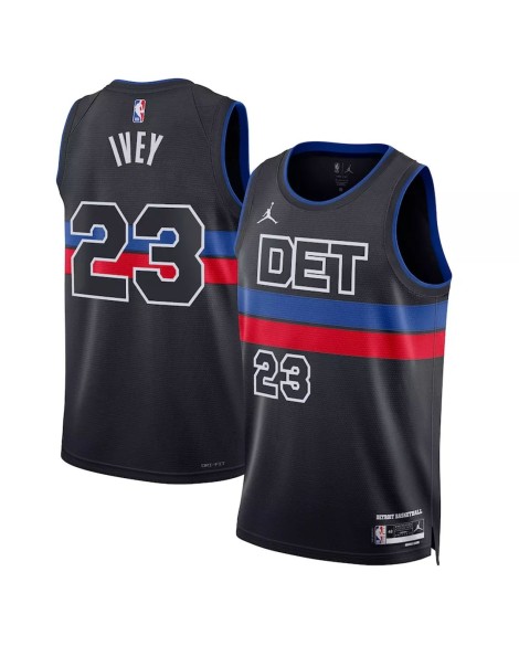 Detroit Pistons Jaden Ivey No. 23 Jordan Brand 2022/23 Herren Swingman Schwarzes Shirt mit Disclaimer Edition