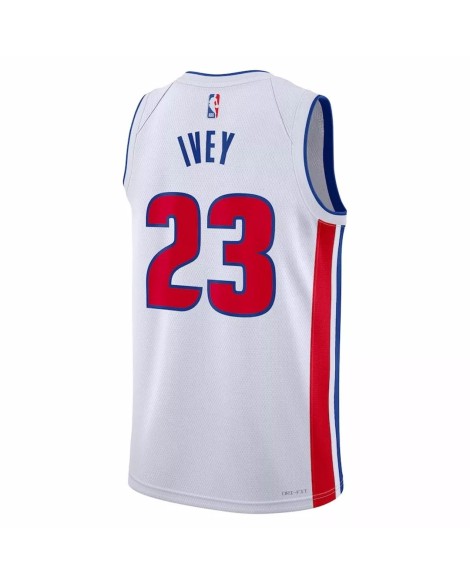 Herren Nike White 2022/23 Detroit Pistons Jaden Ivey No. 23 Swingman Trikot mit Association Edition