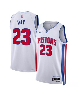 Herren Nike White 2022/23 Detroit Pistons Jaden Ivey No. 23 Swingman Trikot mit Association Edition