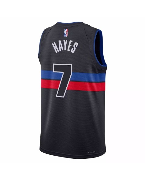 Detroit Pistons Killian Hayes No. 7 Jordan Brand Schwarz 2022/23 Swingman Jersey mit Disclaimer Edition