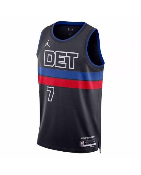 Detroit Pistons Killian Hayes No. 7 Jordan Brand Schwarz 2022/23 Swingman Jersey mit Disclaimer Edition