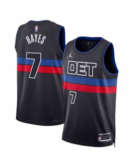 Detroit Pistons Killian Hayes No. 7 Jordan Brand Schwarz 2022/23 Swingman Jersey mit Disclaimer Edition