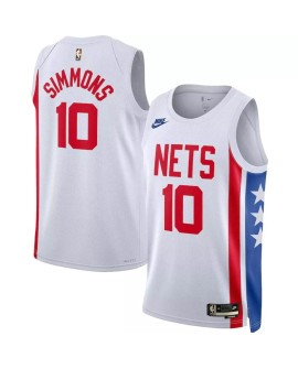 Herren Brooklyn Nets Ben Simmons #10 Weißes 2022/23 Swingman-Trikot – Classic Edition