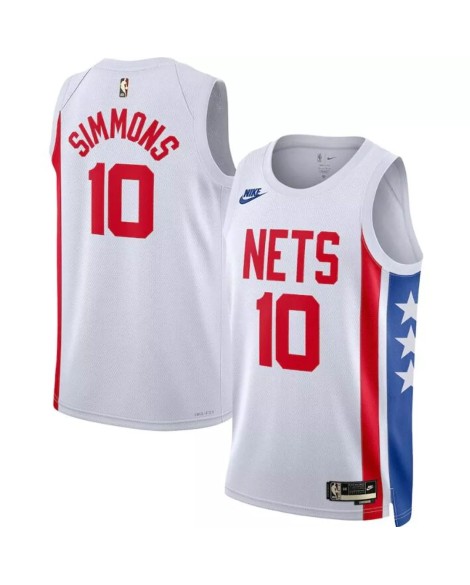 Herren Brooklyn Nets Ben Simmons #10 Weißes 2022/23 Swingman-Trikot – Classic Edition