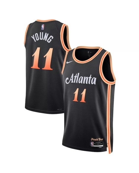Atlanta Hawks Trae Young #11 Nike Schwarzes Swingman-Trikot 2022/23 für Herren – City Edition