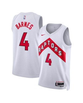 Herren Nike White 2022/23 Toronto Raptors Scottie Barnes Swingman No. 4 Jersey mit Association Edition