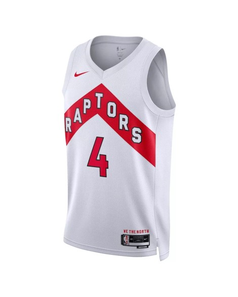 Herren Nike White 2022/23 Toronto Raptors Scottie Barnes Swingman No. 4 Jersey mit Association Edition