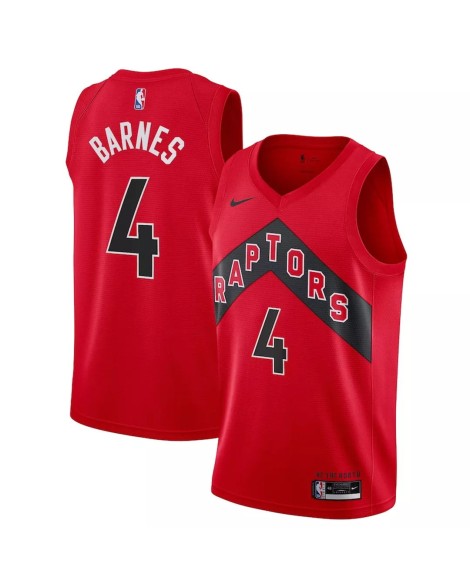 Herren Swingman Toronto Raptors Scottie Barnes 2022/23 Red No. 4 Shirt mit Icon Edition