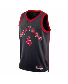 Herren Toronto Raptors Scottie Barnes No. 4 Jordan Brand Black Swingman 2022/23 Jersey mit Disclaimer Edition