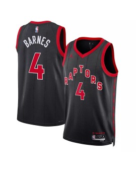 Herren Toronto Raptors Scottie Barnes No. 4 Jordan Brand Black Swingman 2022/23 Jersey mit Disclaimer Edition