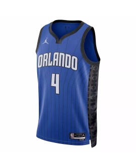 Herren Orlando Magic Jalen Suggs No. 4 Jordan Brand Blue 2022/23 Swingman Jersey mit Disclaimer Edition