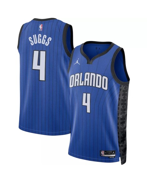 Herren Orlando Magic Jalen Suggs No. 4 Jordan Brand Blue 2022/23 Swingman Jersey mit Disclaimer Edition