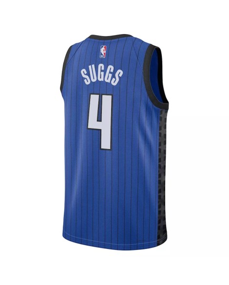 Herren Orlando Magic Jalen Suggs No. 4 Jordan Brand Blue 2022/23 Swingman Jersey mit Disclaimer Edition