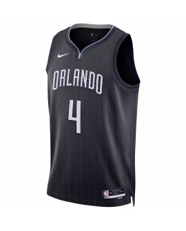 Herren Nike Black 2022/23 Orlando Magic Jalen Suggs No. 4 Swingman Shirt für Herren