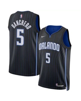 Nike Herren Orlando Magic Paul Banchero No. 5 Schwarz 2022/23 Swingman Shirt mit Logo