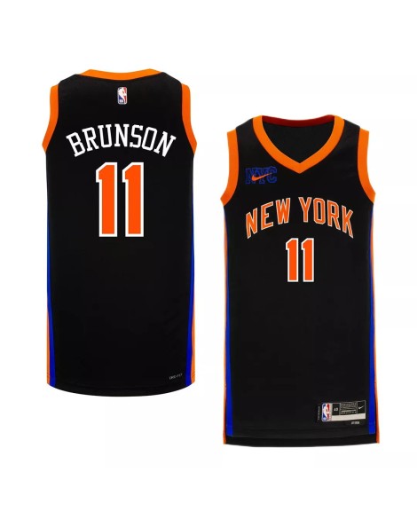 Nike Herren New York Knicks Jalen Brunson No. 11 Schwarz 2022/23 Swingman Shirt mit City Edition