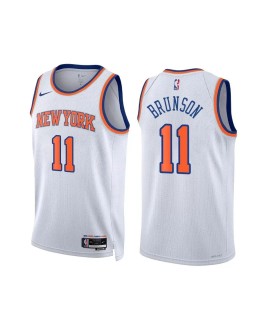 Herren Nike White 2022/23 New York Knicks Jalen Brunson No. 11 Swingman Trikot mit Association Edition
