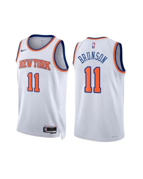 Herren Nike White 2022/23 New York Knicks Jalen Brunson No. 11 Swingman Trikot mit Association Edition