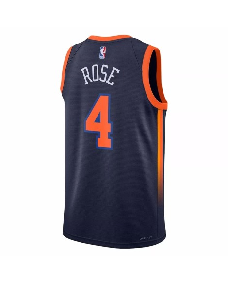 New York Knicks Derrick Rose No. 4 Jordan Brand Navy 2022/23 Swingman Trikot für Herren.