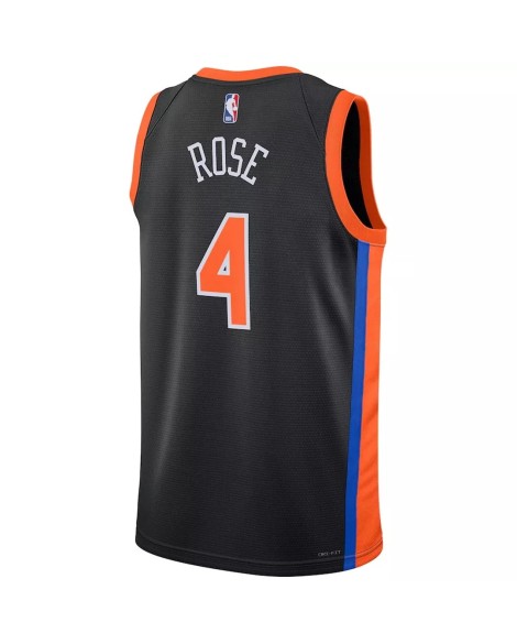 Herren Nike New York Knicks Derrick Rose No. 4 Black 2022/23 Swingman Shirt mit City Edition
