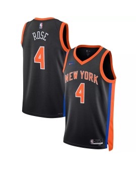 Herren Nike New York Knicks Derrick Rose No. 4 Black 2022/23 Swingman Shirt mit City Edition