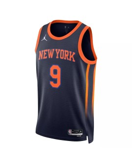 Herren New York Knicks RJ Barrett No. 9 Jordan Brand Navy 2022/23 Swingman Trikot mit Reißverschluss