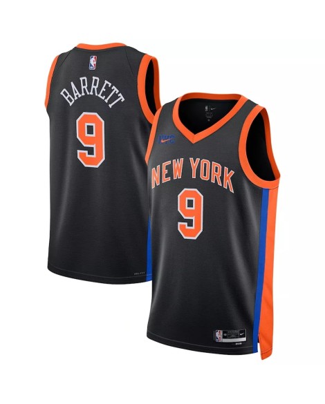 New York Knicks RJ Barrett #9 Nike Noir 2022/23 Swingman Maillot bei Édition Ville
