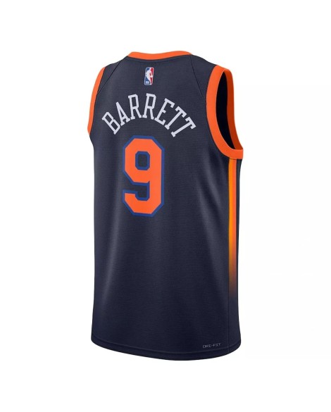 Herren New York Knicks RJ Barrett No. 9 Jordan Brand Navy 2022/23 Swingman Trikot mit Reißverschluss