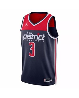 Washington Wizards Herren Swingman No. 3 Jordan Brand Navy 2022/23 Jersey mit Haftungsausschluss Edition