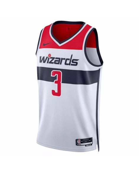 Nike White 2022/23 Herren Washington Wizards Bradley Bill No. 3 Swingman Shirt mit Association Edition