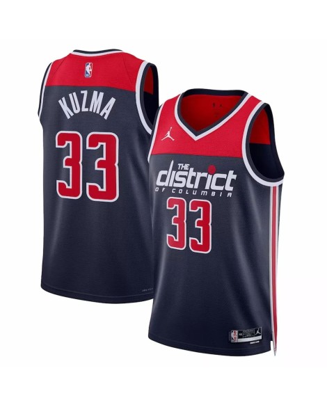 Kyle Kuzma Washington Wizards 2022/23 Jordan Brand Navy No. 33 Swingman Men's Shirt mit Disclaimer Edition