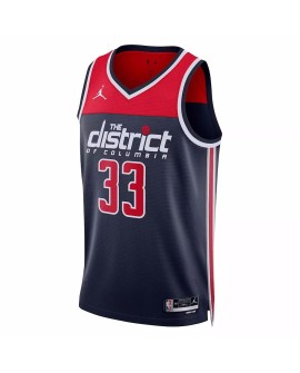 Kyle Kuzma Washington Wizards 2022/23 Jordan Brand Navy No. 33 Swingman Men's Shirt mit Disclaimer Edition